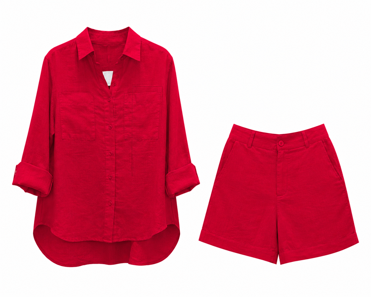 conjunto de camisa manga larga y short